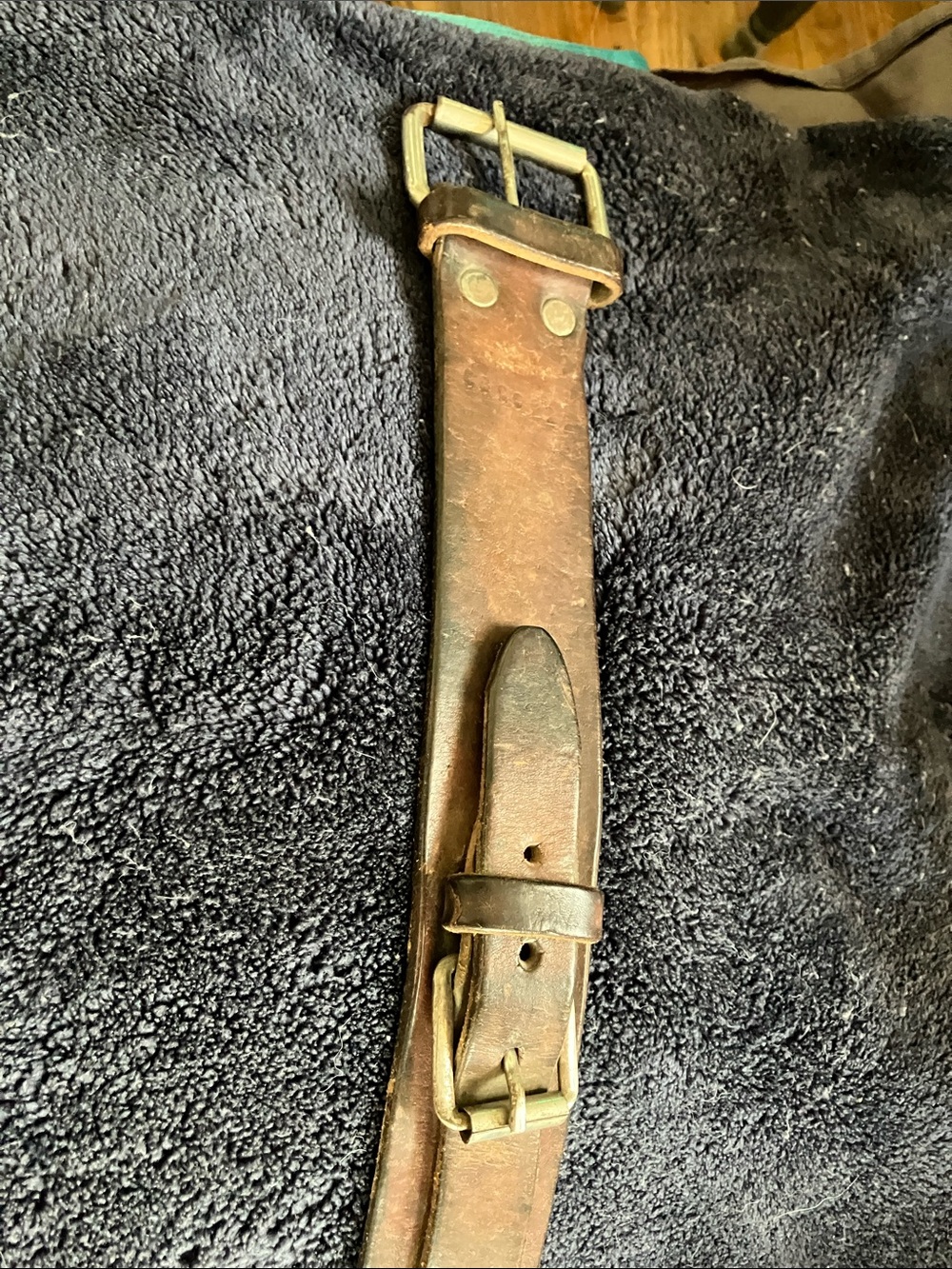 Men's Brown Leather Belt with Brass-Tone Buckle